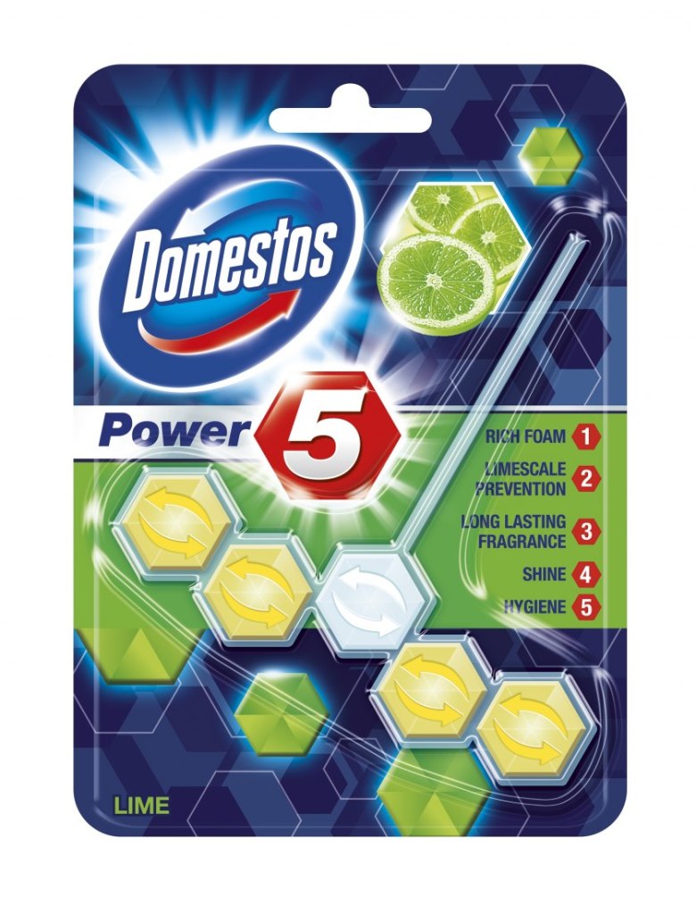 DOMESTOS Zawieszka do toalety KOSTKA POWER5 LIME 55g 96972 > Domestos